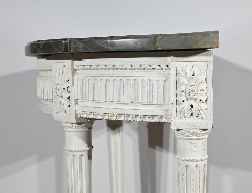 Half-Moon Console in Rechampi Wood, Louis XVI style – Early 19th century