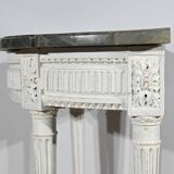 Console demi-lune en bois rechampi, style Louis XVI, début XIXème