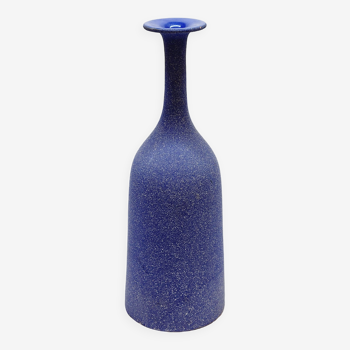Large Modern Blue Ceramic Vase Flared Bottle Shape