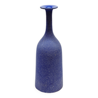 Large Modern Blue Ceramic Vase Flared Bottle Shape