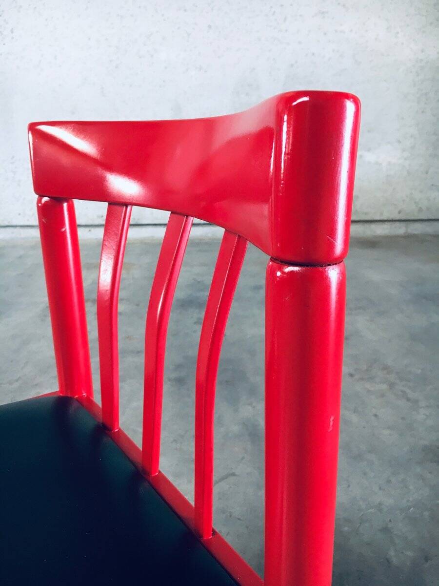Mid-Century Modern Design Red Dining Chair Set, Belgium, 1960s, Set of 6