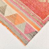 3x11 Tile Red Turkish Runner, Handmade Wool Runner Rug, 96x337Cm