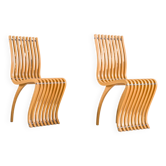 Schizzo chairs in beech and chrome by Ron Arad for Vitra, Germany, 1980s, set of 2