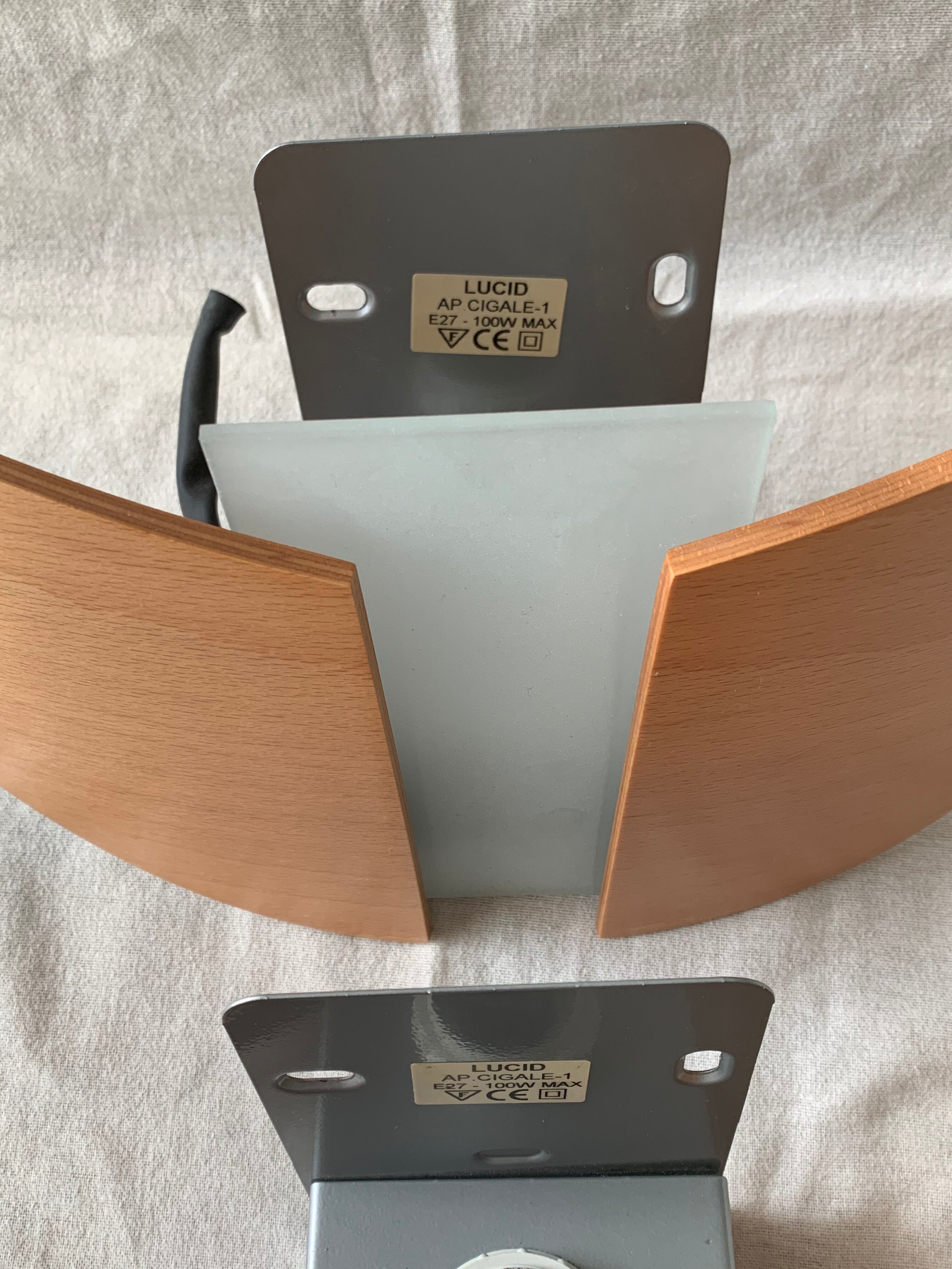 Pair of wooden sconces Lucid 1980