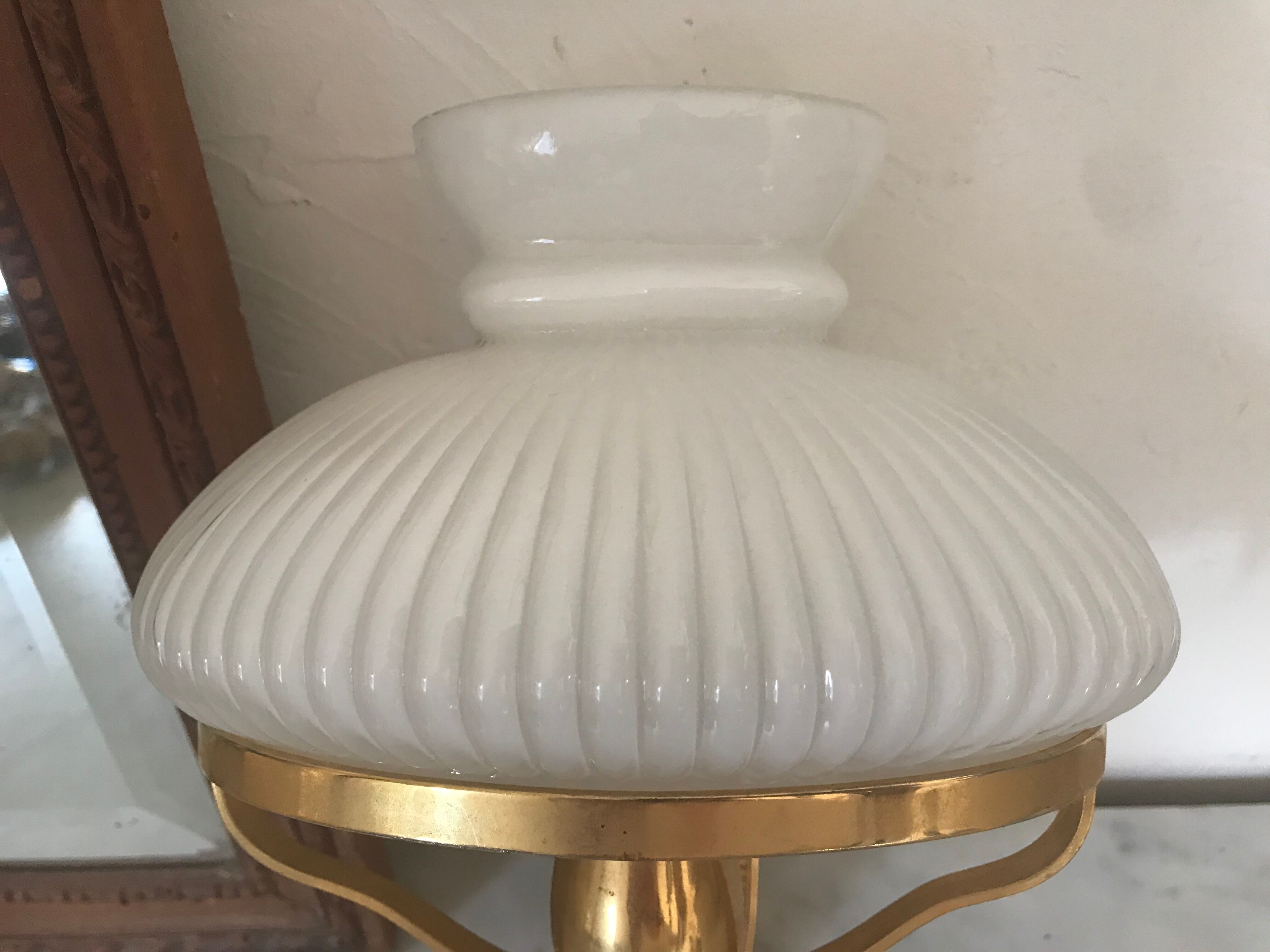 Vintage brass and opaline sconce