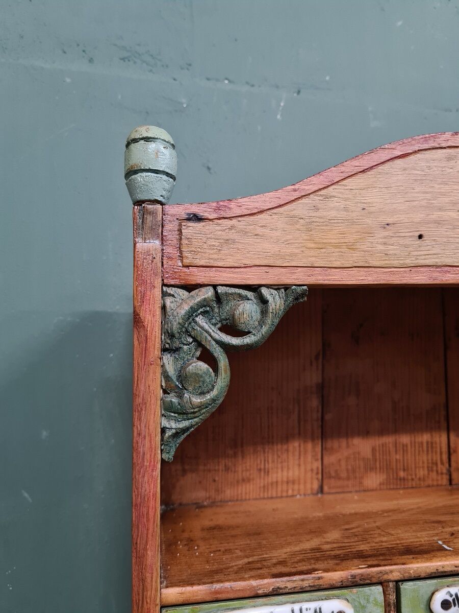 Antique German Herbs Hanging Cupboard From Around 1900.