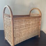 Porte revues vintage en rotin et osier