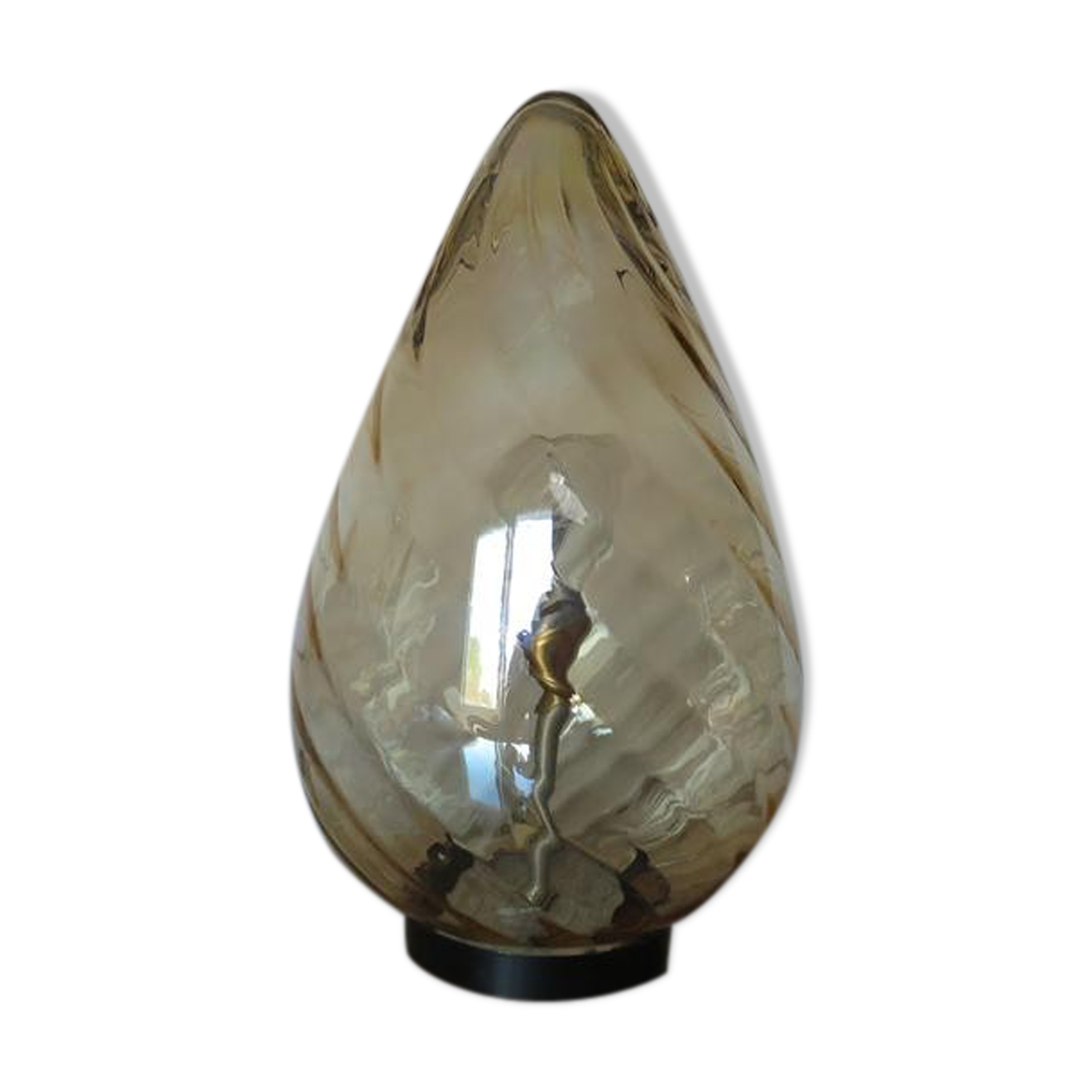Lampe " oeuf " en verre de Murano ambré doré années 60 70