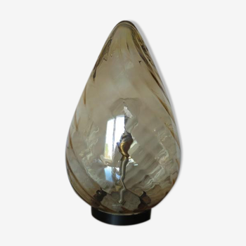Lampe " oeuf " en verre de Murano ambré doré années 60 70
