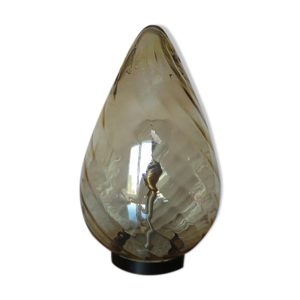lampe oeuf en verre de Murano ambré doré années 60 70