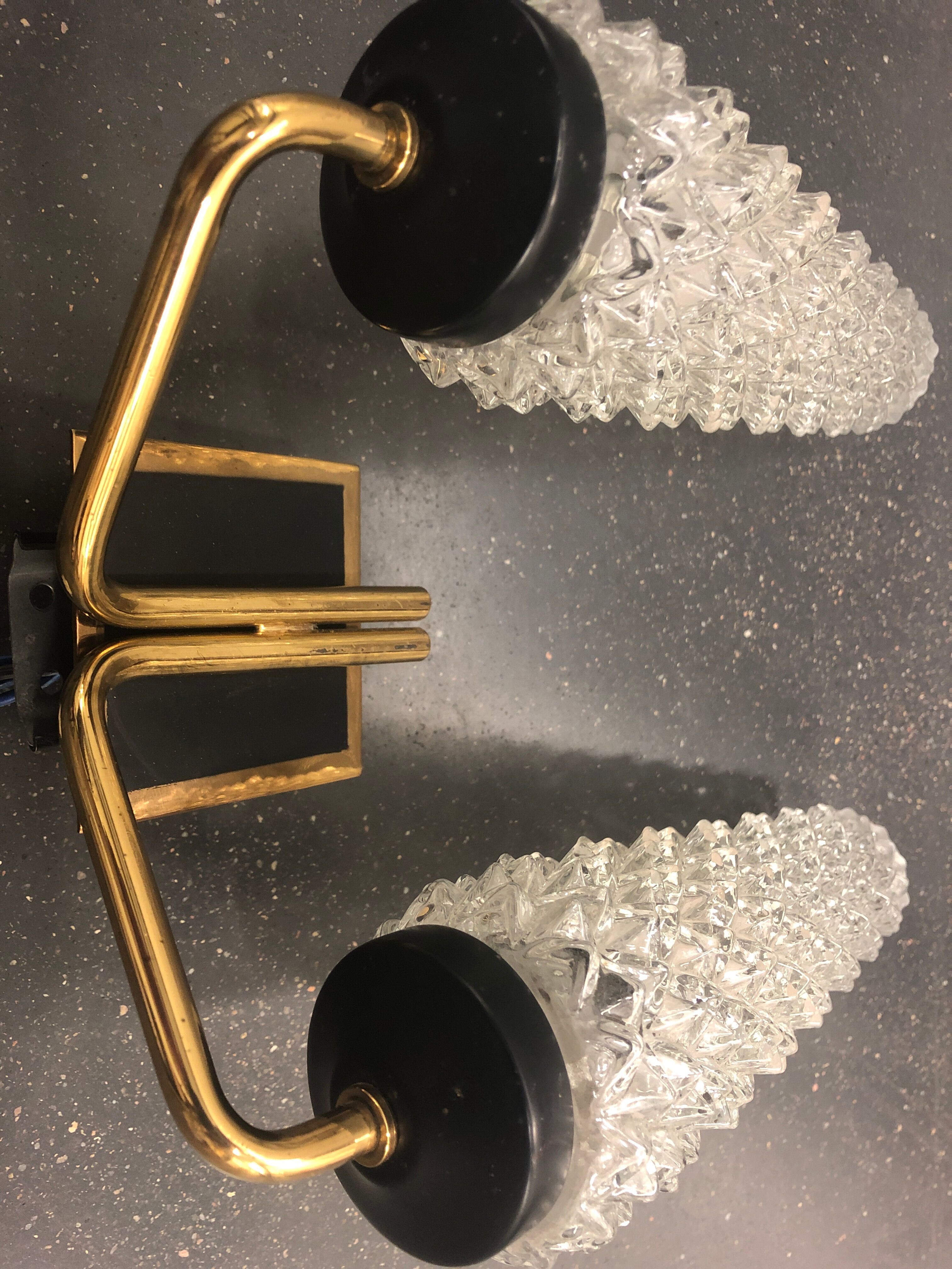 Wall sconce glass and gilded bronze from the 50s