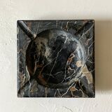Square ashtray in veined black Italian marble.