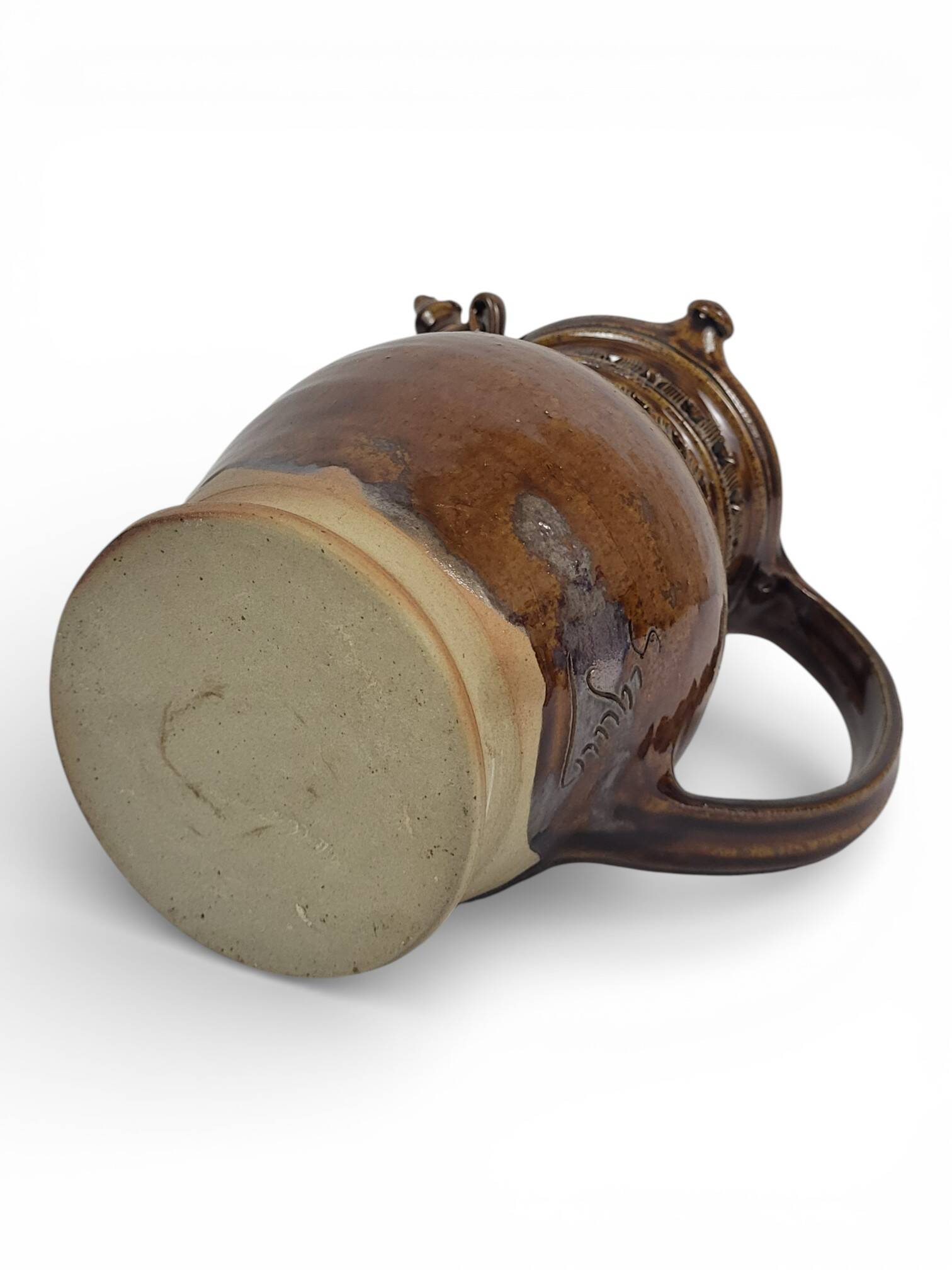 Deceptive pitcher in stoneware signed Jean-Claude Seguin (1954-)