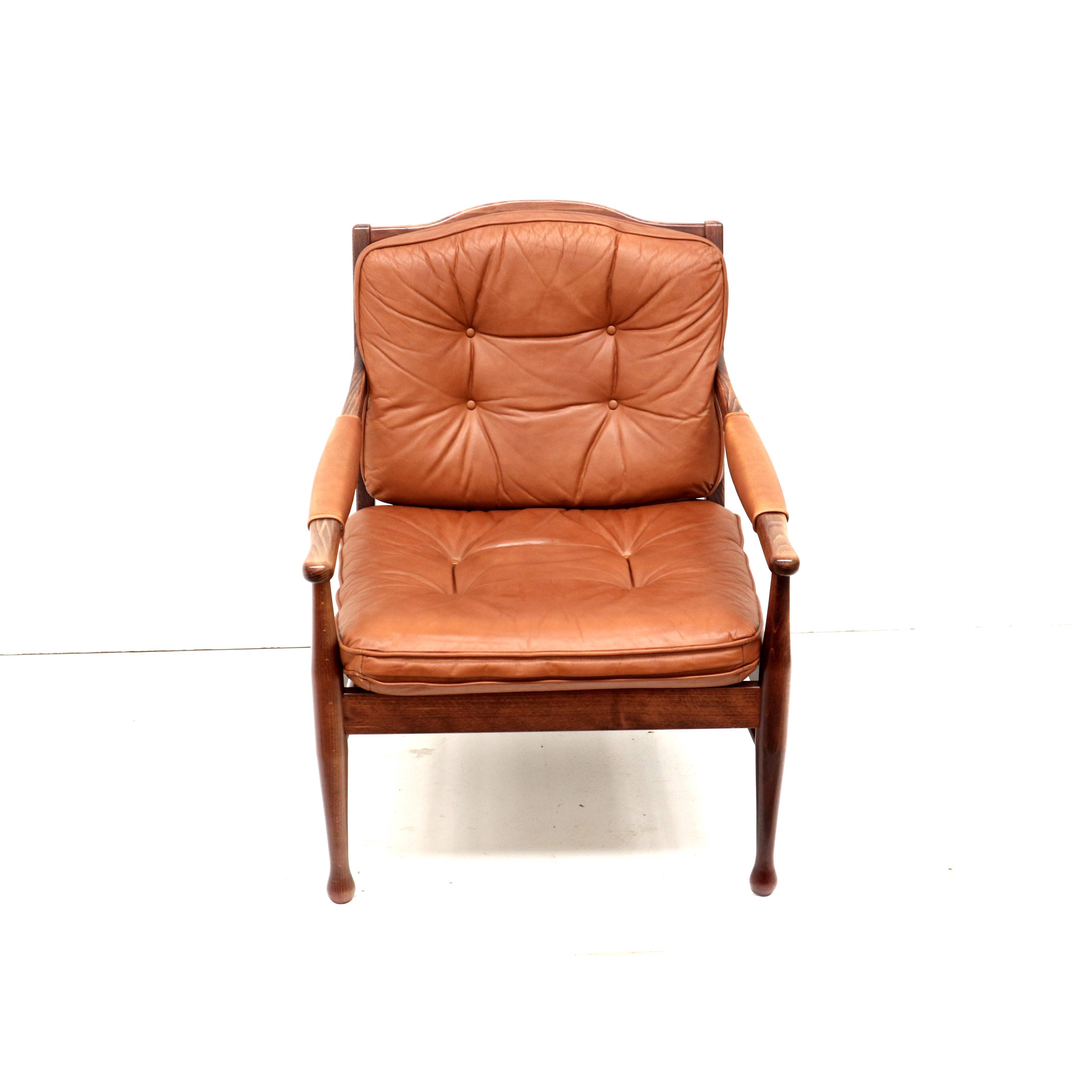 Vintage leather armchair from Ulferts Sweden made in the 1970s