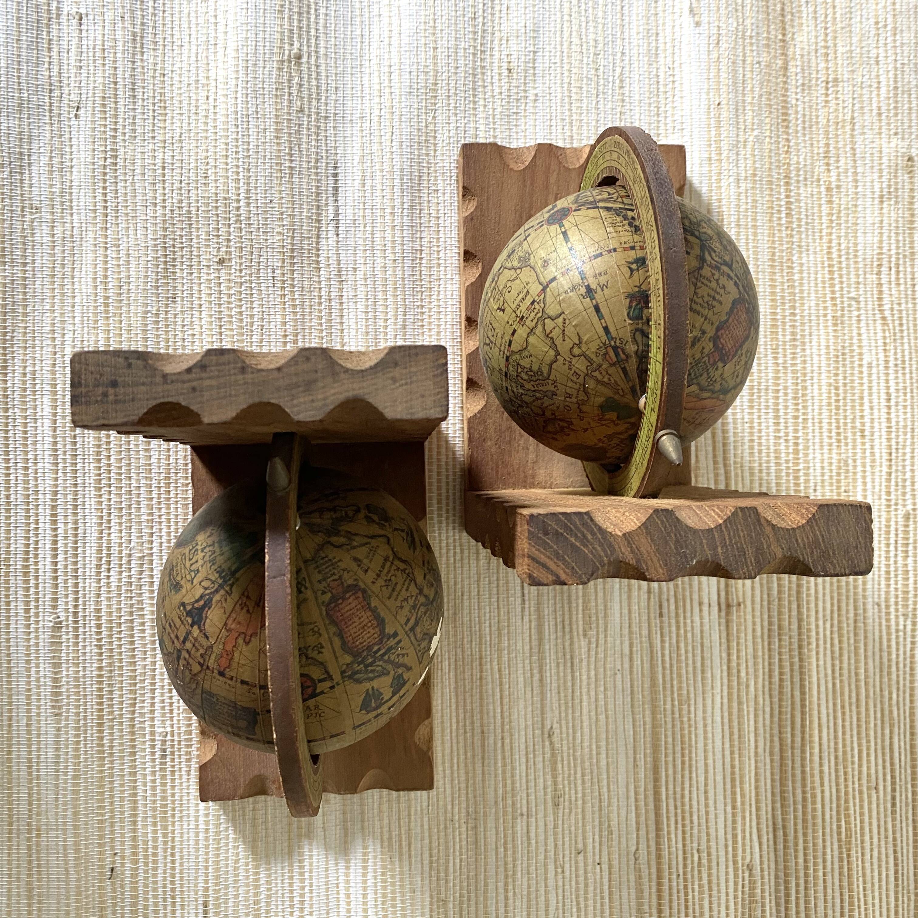 Vintage globe bookends