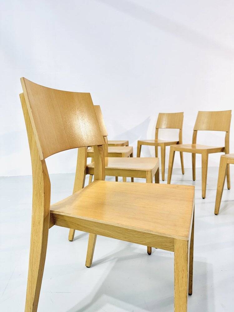 Vintage beech dining chairs, 1980s, set of 8