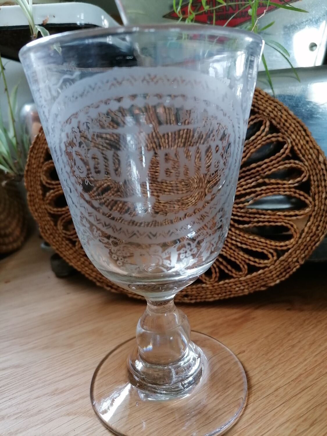 Engraved glass "Souvenir"