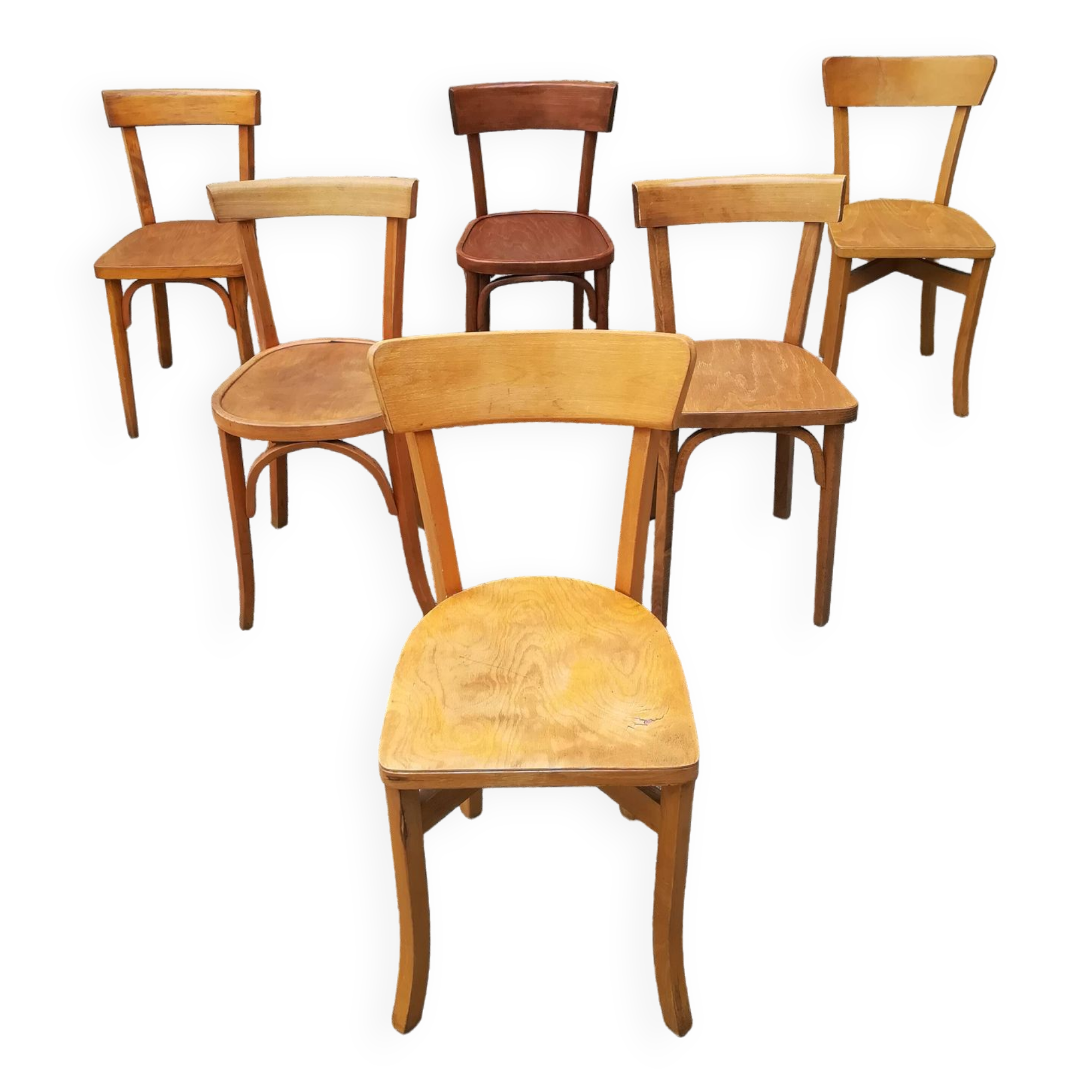 Mismatched bistro chairs