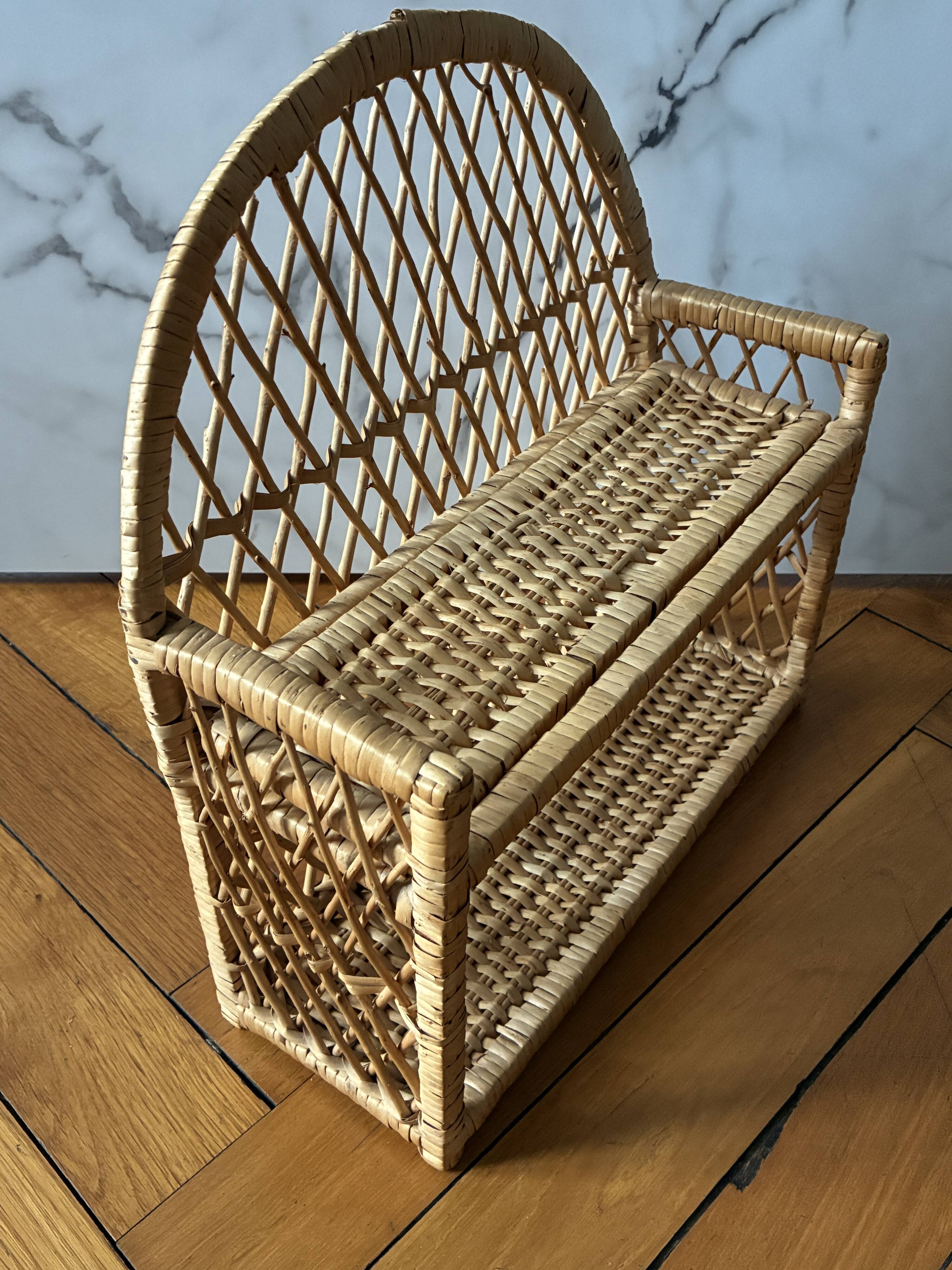 Small rattan and wicker shelf