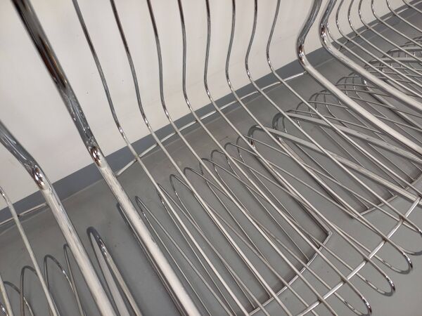 Suite de 4 chaises italiennes vintage Gastone Rinaldi en métal chromé
