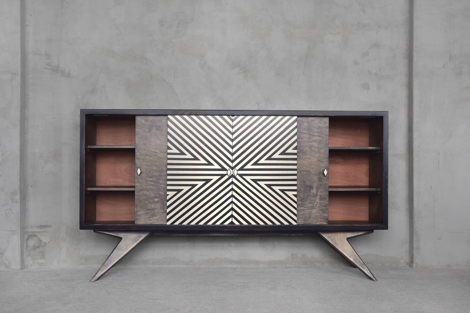 Sideboard with hand-painted pattern, 1960