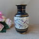 Vintage black and gold vase, vase decorated with grooves, black marble ceramic vase, oriental vase.
