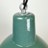 Lampe industrielle d’usine en émail vert années 1960