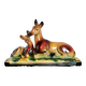 Vintage doe sculpture signed Angelo Biagoni - statue of doe and her fawn - plaster sculpture