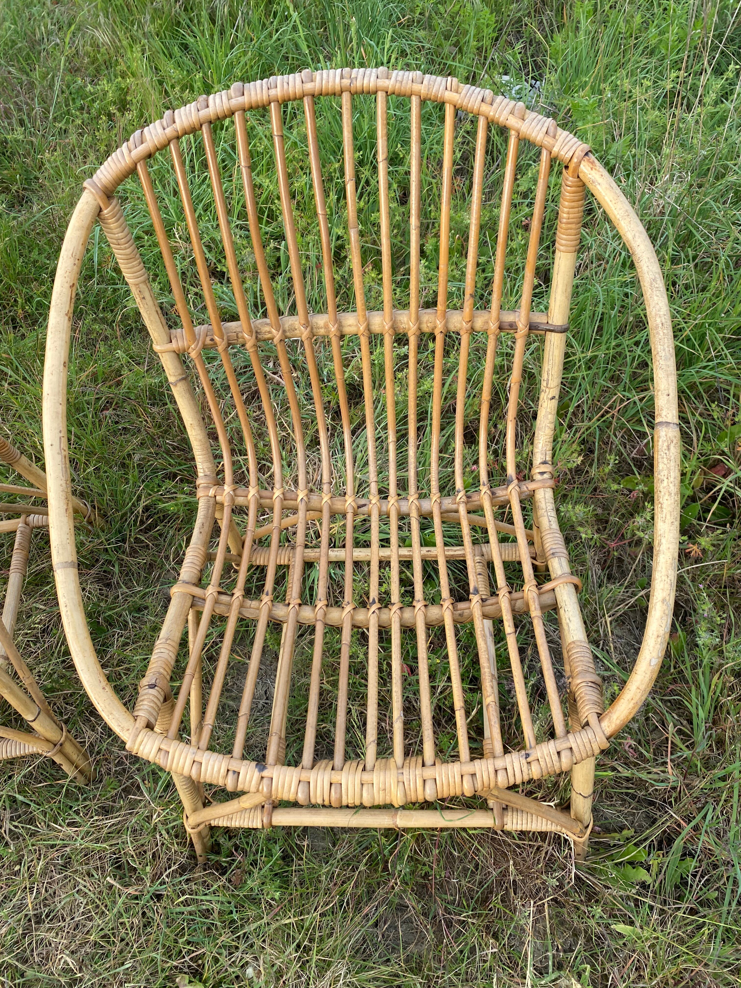Pair of rattan armchairs