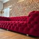 Seat / sofa / bank chesterfield wine red velvet retro