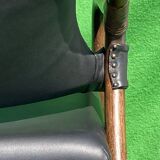 Paire de chaises longues en bambou avec cuir skai