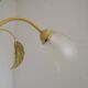 French vintage chandelier with 3 lights in leaf green metal and glass shades 5516