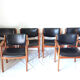 Set of 6 teak and leather armchairs. Denmark 1960s