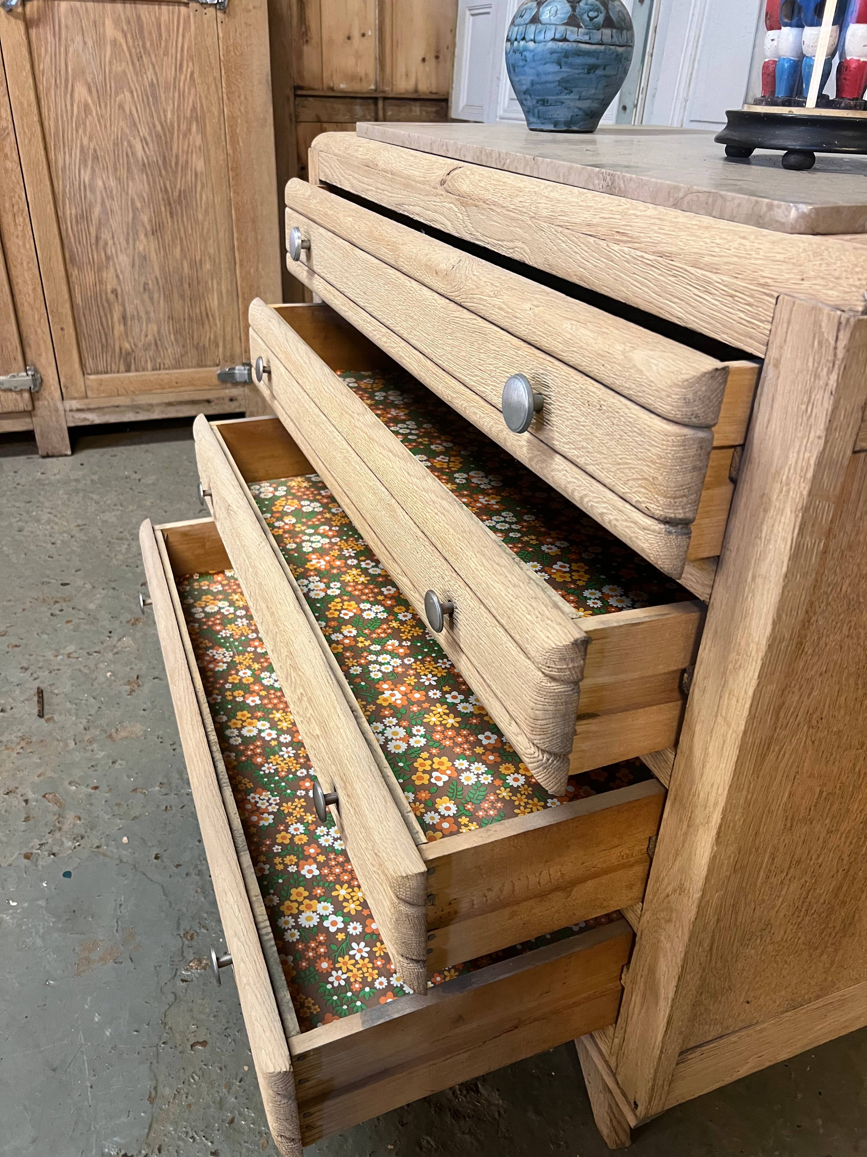 Commode vintage chêne brut