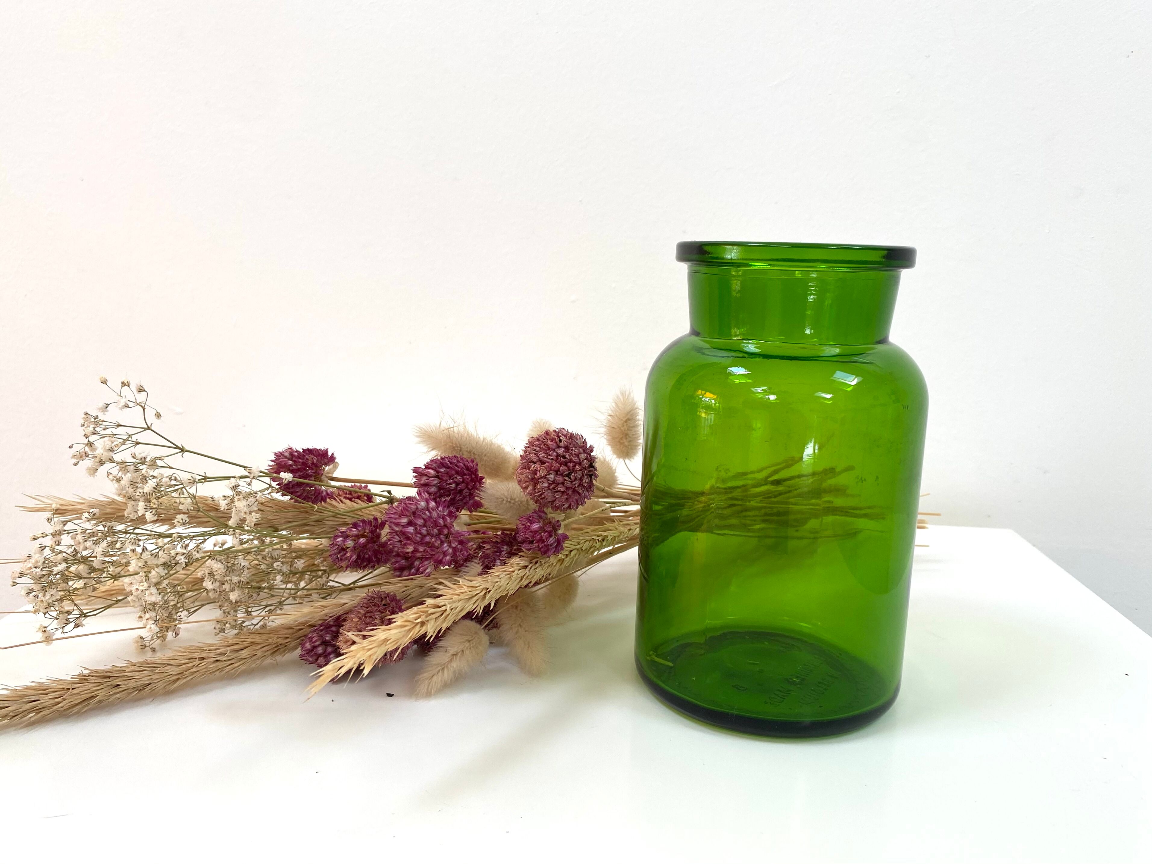 Bocal vase vintage en verre vert et bleu