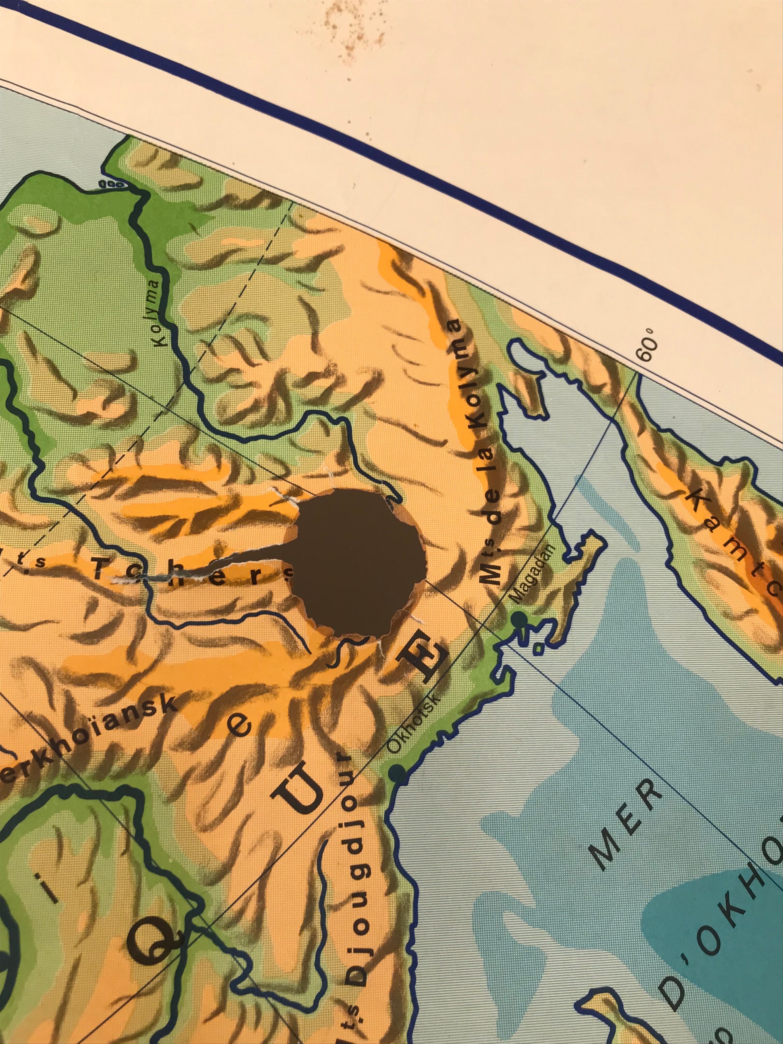 Carte d'école vintage du Hemisphere Oriental