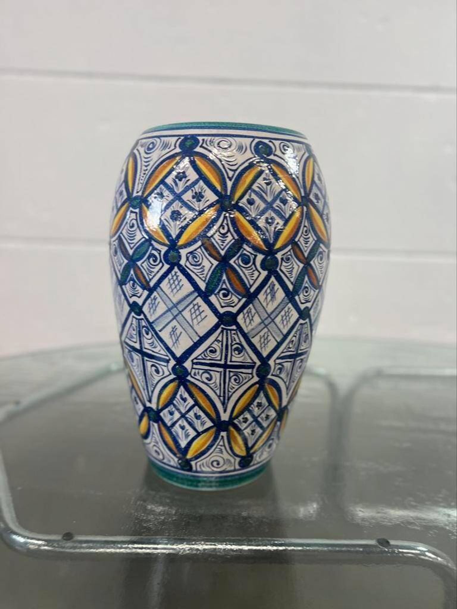 Vintage ceramic vase in ethnic style