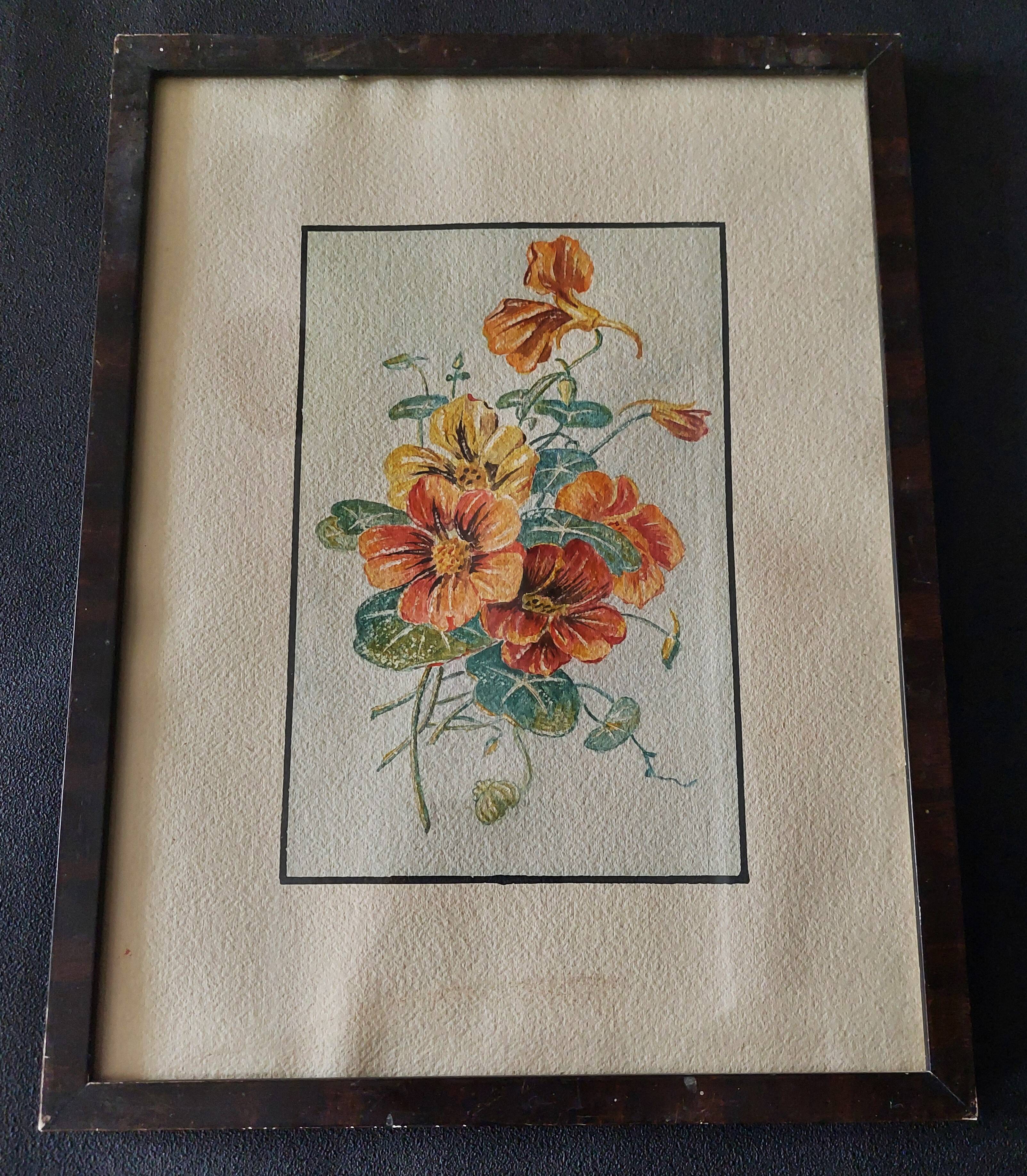 Watercolor bouquet of flowers, first half of the 20th century