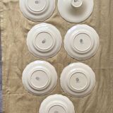 6 Assiettes et Plat aux Fleurs peintes Faïencerie Longchamp Monaco Années 60