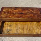 Buffet Empire, plateau en losanges, marqueterie de bois