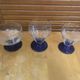 Set of 23 Stemmed Glasses Transparent Glass + Cobalt Blue Stems Vintage