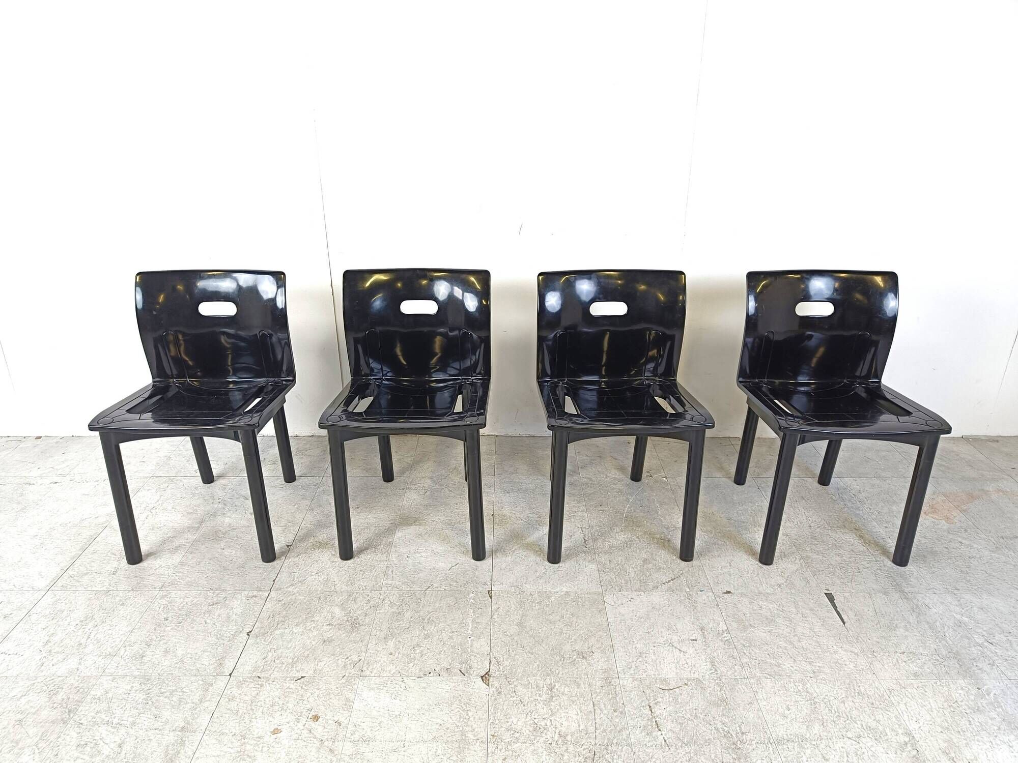 Model 4870 Dining Chairs by Anna Castelli Ferrieri for Kartell, 1980s, Set of 4