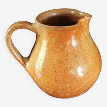 Vintage stoneware pitcher with spout handle