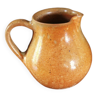 Vintage stoneware pitcher with spout handle