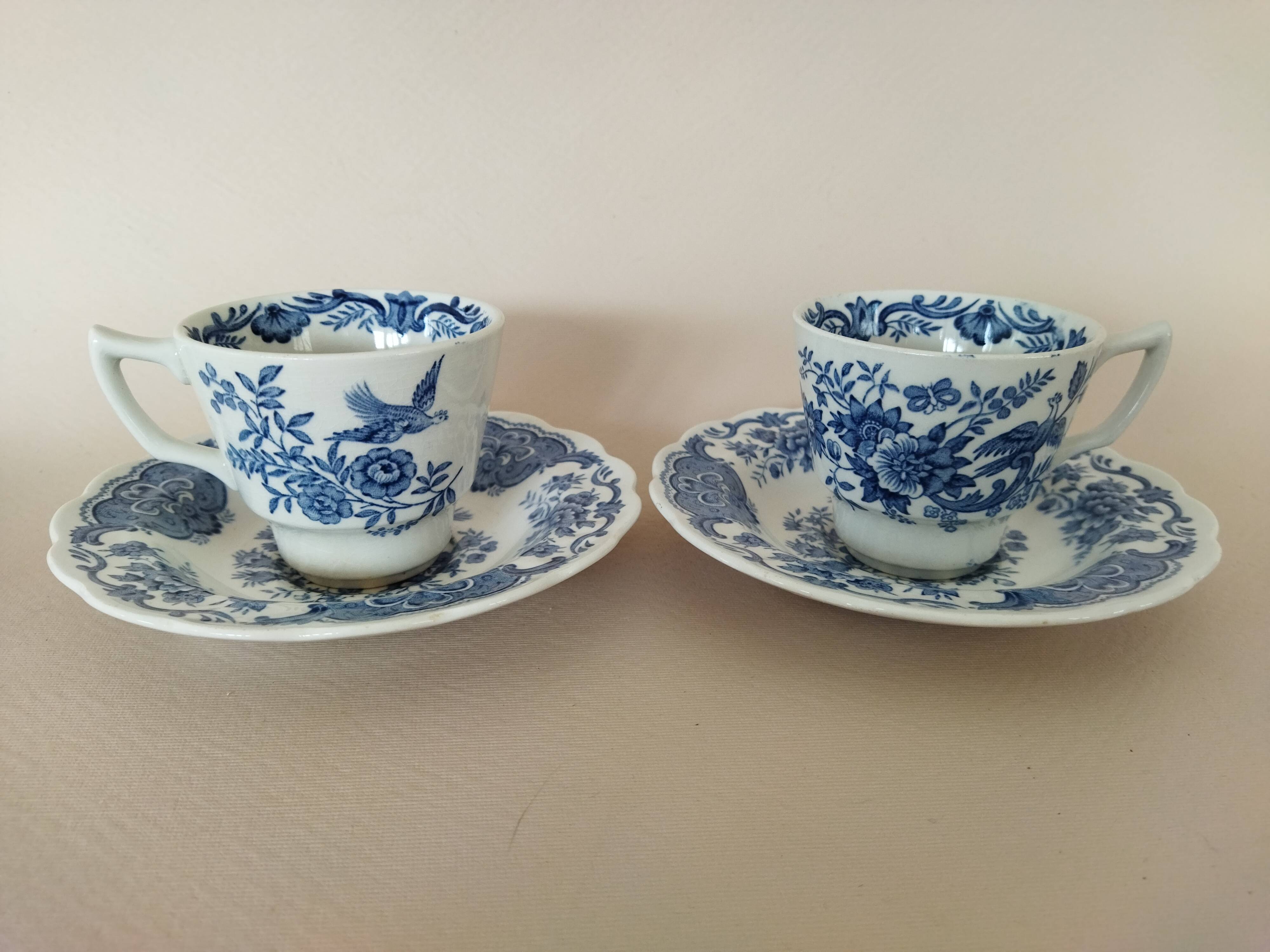 Ridgway "Windsor" English mocha cups blue