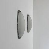 Vintage wall lights, chrome metal and frosted glass, France, 1970.