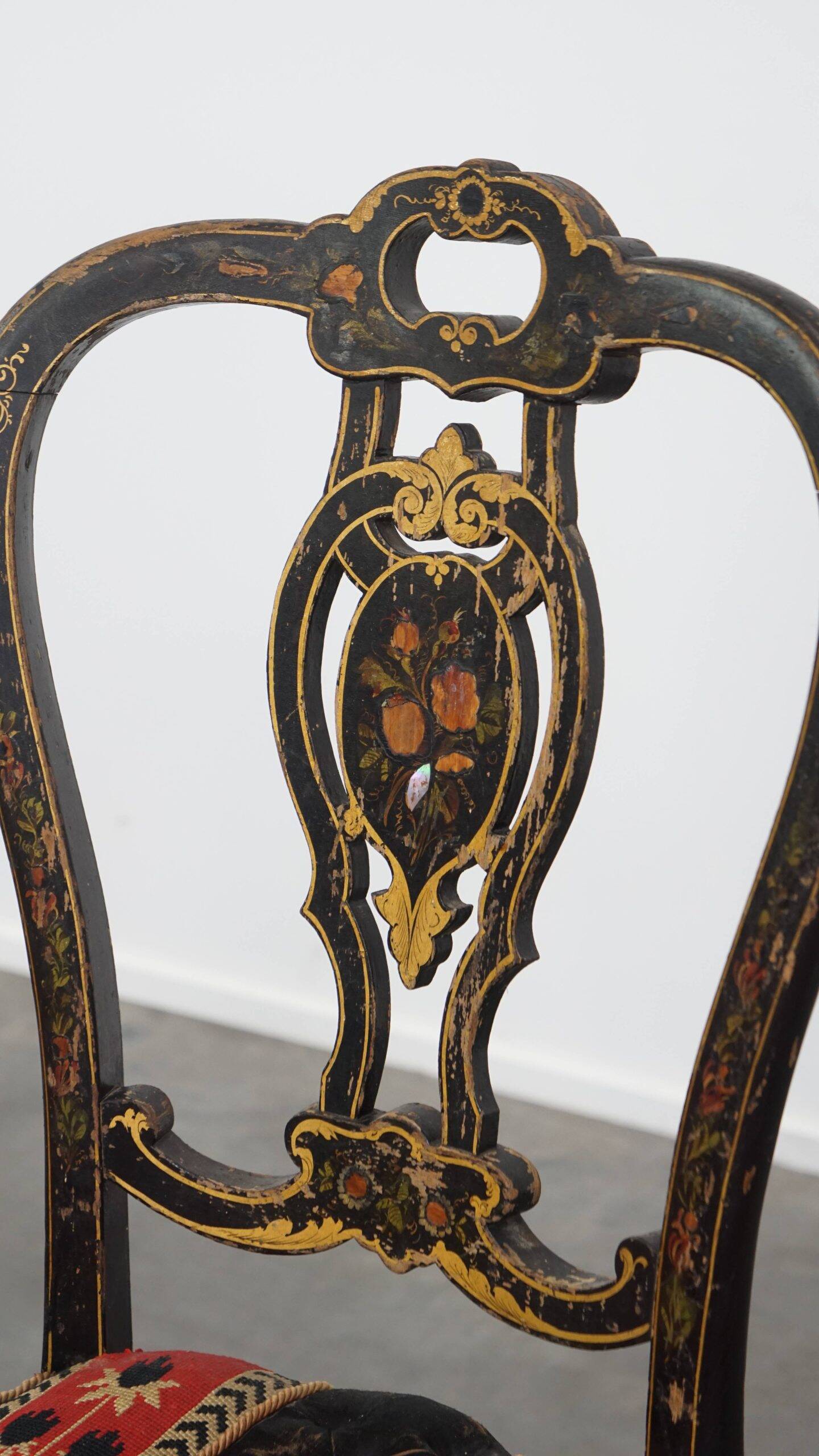 Set of 4 antique French Napoleon III chairs inlaid with mother-of-pearl