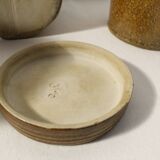 Lot de 4 anciens pots à moutarde en grès marron