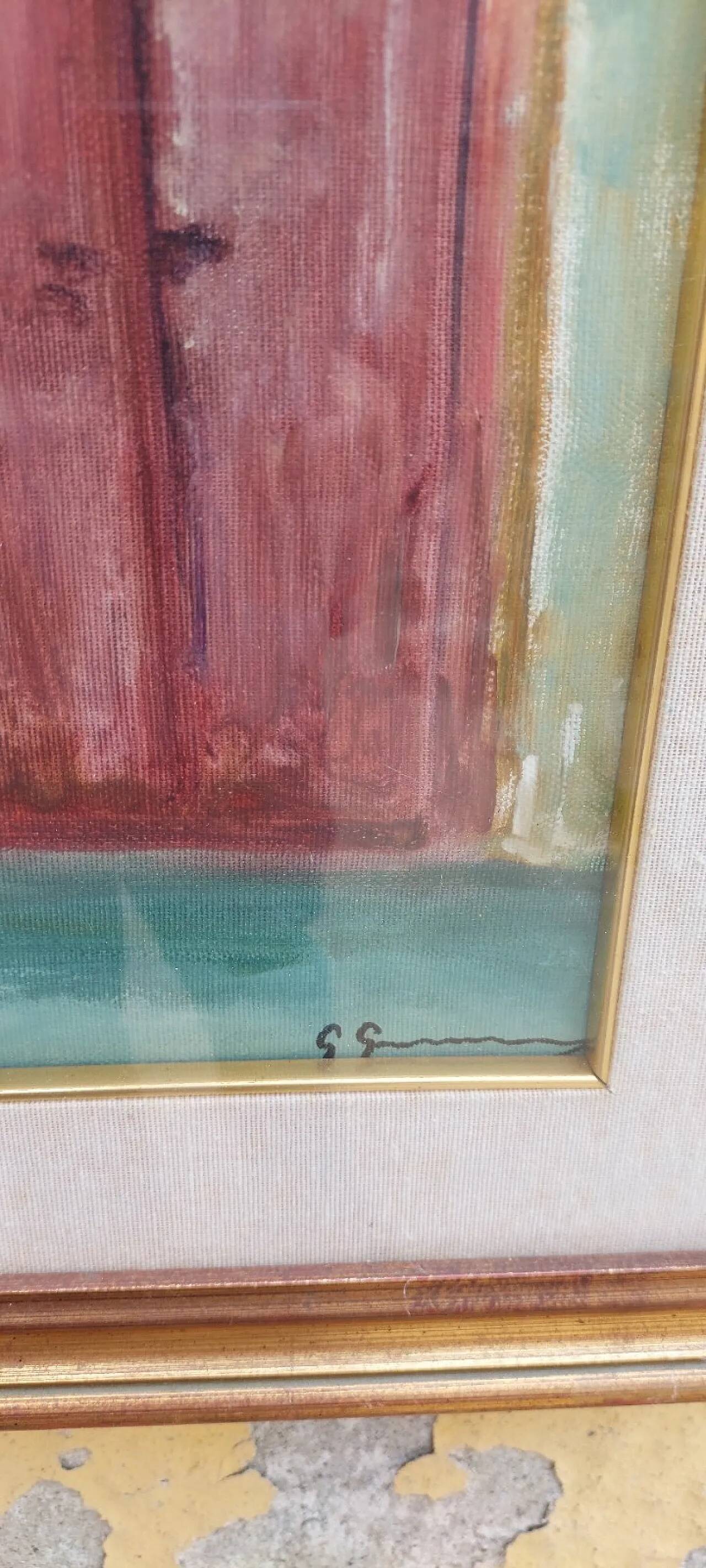 Paysage toscan, huile sur toile, fin du XXe siècle