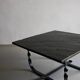 Table basse en métal forgé et pierre noire | Style brutaliste | France | Années 1970